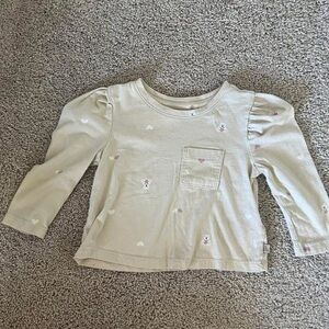 GAP Cream Long Sleeve Kids Tee with Heart Accents